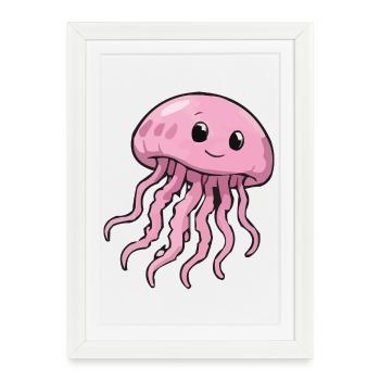 Pink Jellyfish Smile - Framed poster (27 × 37 cm) - white - Front