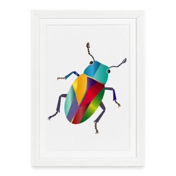 Style arc-en-ciel coloré du scarabée bijoux - Affiche encadrée (27 × 37 cm) - blanc - Devant