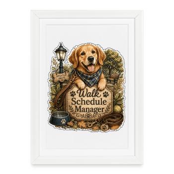 Gestionnaire des horaires de promenade Chien - Affiche encadrée (27 × 37 cm) - blanc - Devant