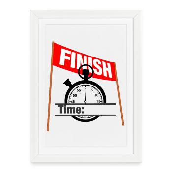Arrivée à l’heure de la course – Marathon - Affiche encadrée (27 × 37 cm) - blanc - Devant