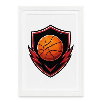Conception du logo du bouclier de basketball - Affiche encadrée (27 × 37 cm) - blanc - Devant