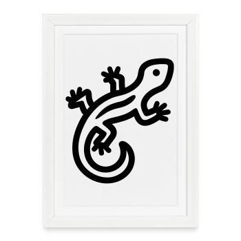 lézard - Affiche encadrée (27 × 37 cm) - blanc - Devant