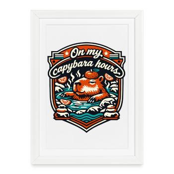 Capybara Hours Relaxation Bath - Framed poster (27 × 37 cm) - white - Front