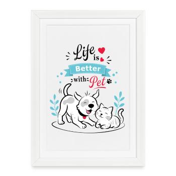 Meilleur duo de compagnons : Chien et Chat - Affiche encadrée (27 × 37 cm) - blanc - Devant