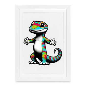 Gecko - Affiche encadrée (27 × 37 cm) - blanc - Devant