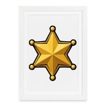 Insigne d’Étoile du Shérif en or - Affiche encadrée (27 × 37 cm) - blanc - Devant
