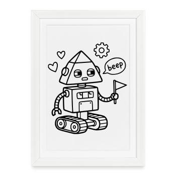 Robot Beep Children's Birthday Technology Crafter - Framed poster (27 × 37 cm) - white - Front
