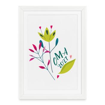 Grand-mère 2027 Cœur de Fleurs - Affiche encadrée (27 × 37 cm) - blanc - Devant