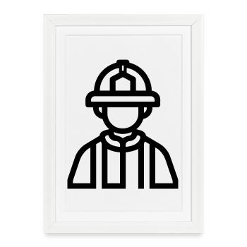 pompier - Affiche encadrée (27 × 37 cm) - blanc - Devant