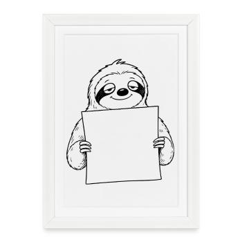 Paresseux avec une note - Affiche encadrée (27 × 37 cm) - blanc - Devant