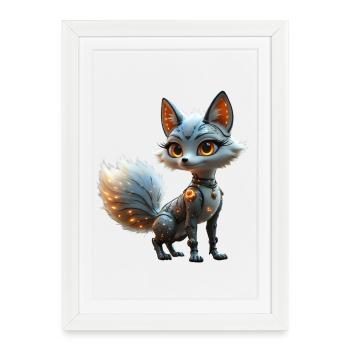 Cyber Renard Bleu - Affiche encadrée (27 × 37 cm) - blanc - Devant
