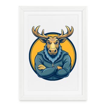 Moose Kawaii Mascot Cartoon Character Clipart Logo - Framed poster (27 × 37 cm) - white - Front