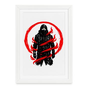 Shadow Warrior with Red Swirl - Framed poster (27 × 37 cm) - white - Front