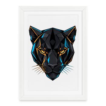 Neon Panther – Wild Precision - Framed poster (27 × 37 cm) - white - Front