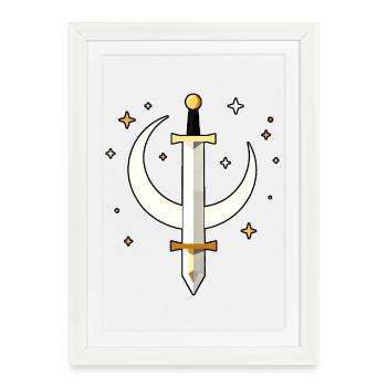 Moon Sword Streetwear Design - Framed poster (27 × 37 cm) - white - Front