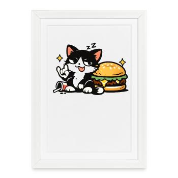 Sleepy Rebel Cat – Nope I’m Napping - Framed poster (27 × 37 cm) - white - Front