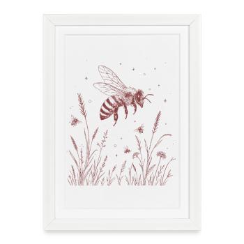 Prairie avec abeille - Affiche encadrée (27 × 37 cm) - blanc - Devant