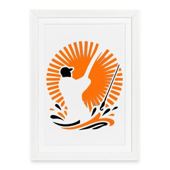 Icône de silhouette de pêcheur - Affiche encadrée (27 × 37 cm) - blanc - Devant