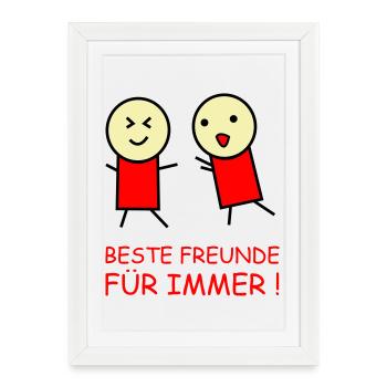 Beste Freunde Für Immer Duo - Gerahmtes Poster (27 × 37 cm) - Weiß - Vorne