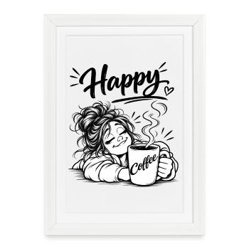 Le café me rend heureux - Affiche encadrée (27 × 37 cm) - blanc - Devant