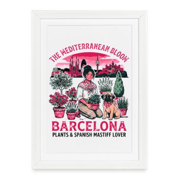 The Barcelona Plants And Spanish Mastiff Lover - Framed poster (27 × 37 cm) - white - Front