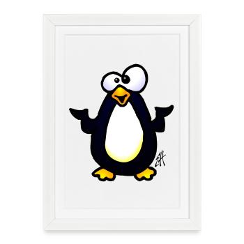 Whimsical Penguin Cartoon Design - Framed poster (27 × 37 cm) - white - Front