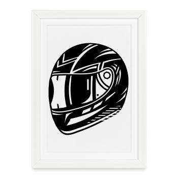 motorcycle helmet - Framed poster (27 × 37 cm) - white - Front