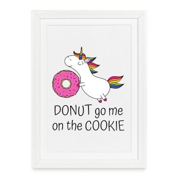 Donut, go me sur le cookie - Licorne avec donut - Affiche encadrée (27 × 37 cm) - blanc - Devant