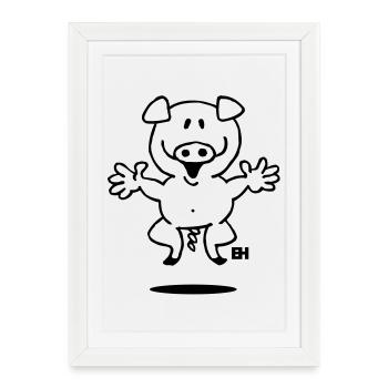 cochon - Affiche encadrée (27 × 37 cm) - blanc - Devant