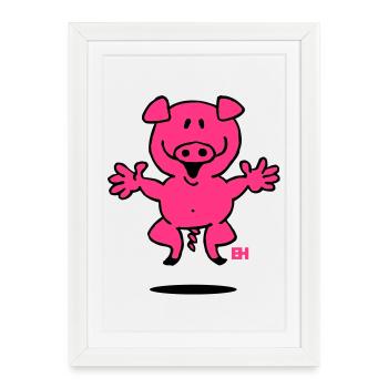 cochon - Affiche encadrée (27 × 37 cm) - blanc - Devant