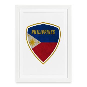 Philippines Armoiries vintage cadeau drapeau Manille - Affiche encadrée (27 × 37 cm) - blanc - Devant