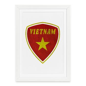 Vietnam Armoiries Vintage / Cadeau Hanoi drapeau - Affiche encadrée (27 × 37 cm) - blanc - Devant