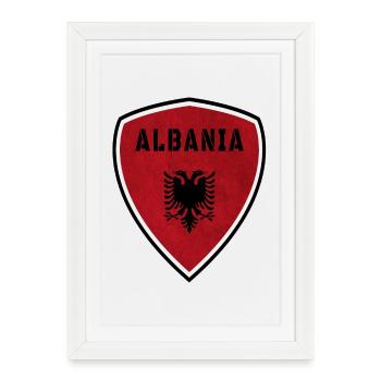 Albanie Armoiries Vintage / Cadeau Albania Kosovo - Affiche encadrée (27 × 37 cm) - blanc - Devant