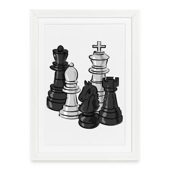 échecs - Affiche encadrée (27 × 37 cm) - blanc - Devant