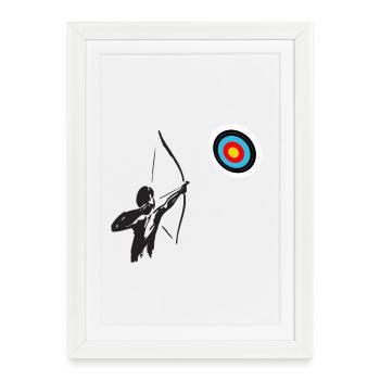 Archer and Minimalist Colorful Target - Framed poster (27 × 37 cm) - white - Front