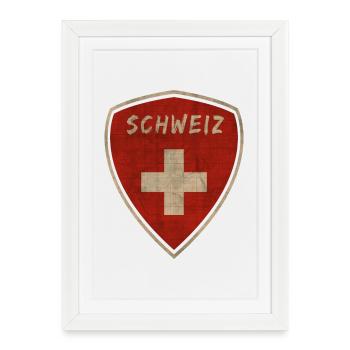 Suisse Armoiries Vintage / Cadeau Zurich - Affiche encadrée (27 × 37 cm) - blanc - Devant