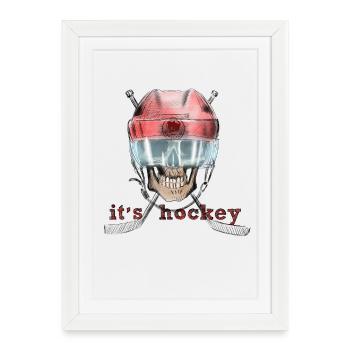 skull hockey - Affiche encadrée (27 × 37 cm) - blanc - Devant