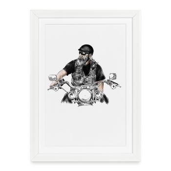 biker - Framed poster (27 × 37 cm) - white - Front