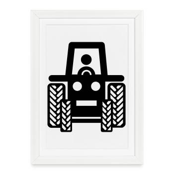 Traktor - Gerahmtes Poster (27 × 37 cm) - Weiß - Vorne