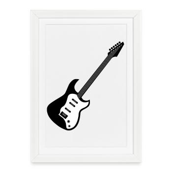 icône de guitare électrique musique guitares musicien groupe icône - Affiche encadrée (27 × 37 cm) - blanc - Devant