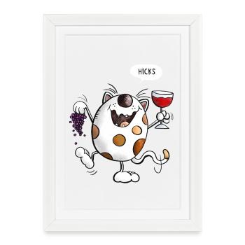 Mignon chat comique - Affiche encadrée (27 × 37 cm) - blanc - Devant