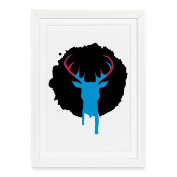 Deer patch graffiti - Framed poster (27 × 37 cm) - white - Front