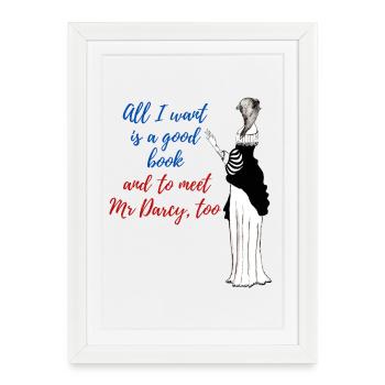 Un bon livre et Mr Darcy - Affiche encadrée (27 × 37 cm) - blanc - Devant