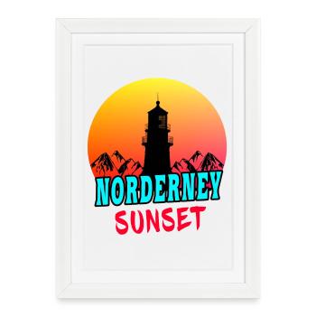 Idée de conception / cadeau pour le phare de Norderney Sunset - Affiche encadrée (27 × 37 cm) - blanc - Devant