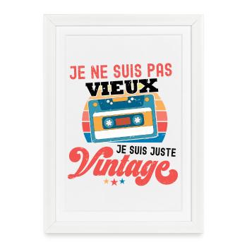 Je ne suis pas Vintage Cassette - Affiche encadrée (27 × 37 cm) - blanc - Devant