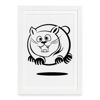 Fat Cat Cats Illustration d’icône de symbole drôle - Affiche encadrée (27 × 37 cm) - blanc - Devant