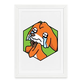 Petit renard triste - Affiche encadrée (27 × 37 cm) - blanc - Devant