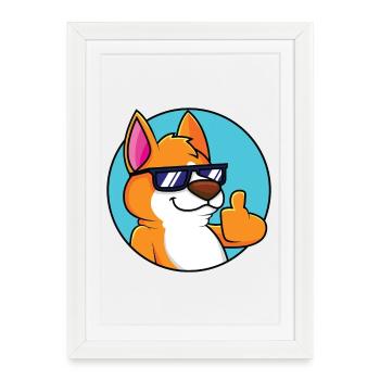 Cool Fox - Pouce vers le haut - Affiche encadrée (27 × 37 cm) - blanc - Devant