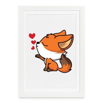 Cœur Renard - Affiche encadrée (27 × 37 cm) - blanc - Devant