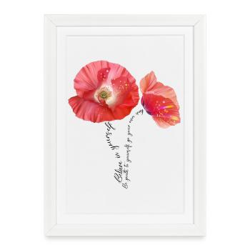 Coquelicot Mohnblumen Mohn - Affiche encadrée (27 × 37 cm) - blanc - Devant